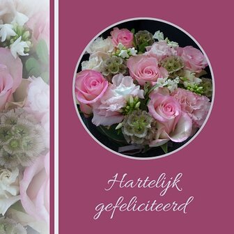 Felicitatie, roze rozen